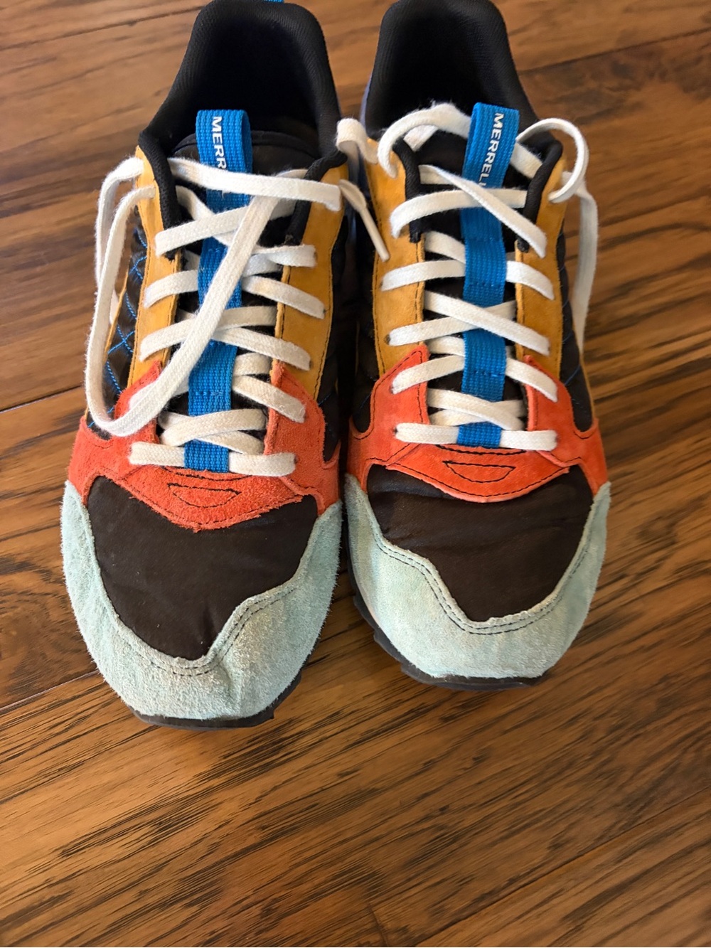 Merrell Colorblock Suede & Mesh Sneakers - Blue/Orange/Black/Cream